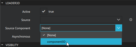 Selecting Source Component in the Properties view.