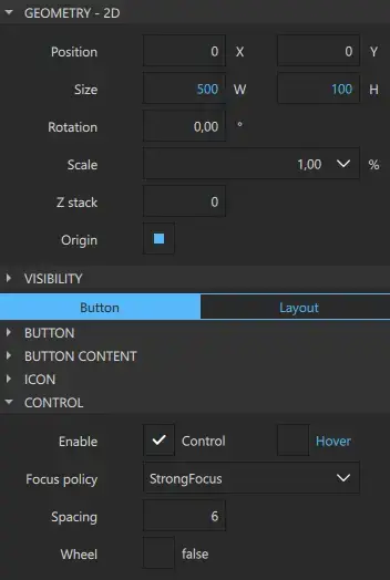 Control properties for the Button component.