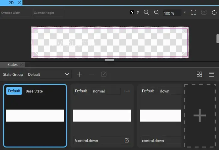 Modified button in the 2D view.