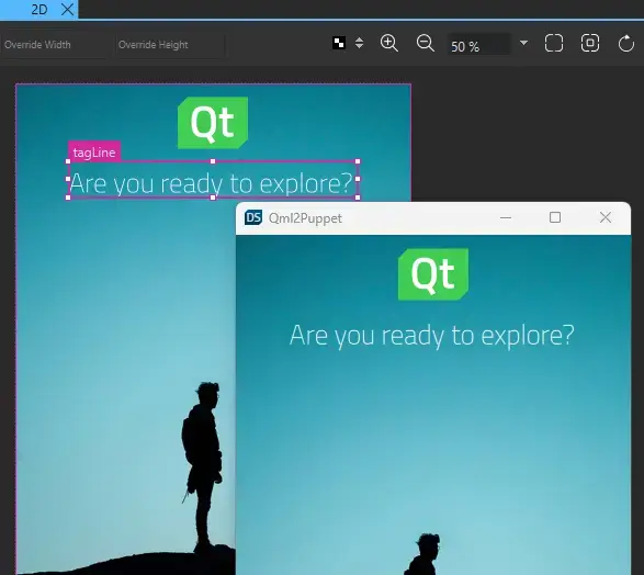 Modified UI with background image, logo, and text.