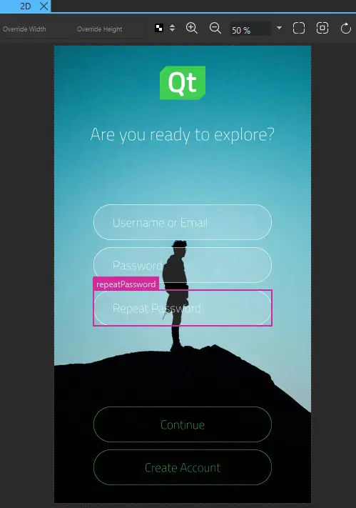 The login page with a Repeat Password field.