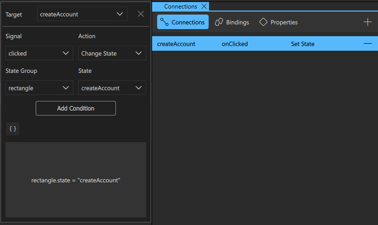 The Connections tab in the Connections view.