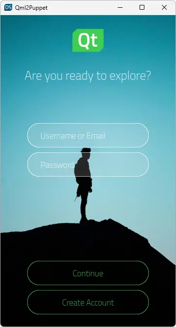 Preview of the login state.