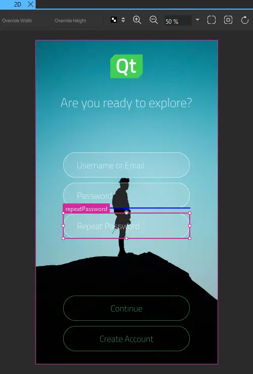 Login UI with all the buttons and fields.