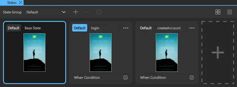 Created states in the States view.