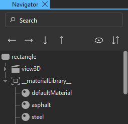 Materials visible in Navigator
