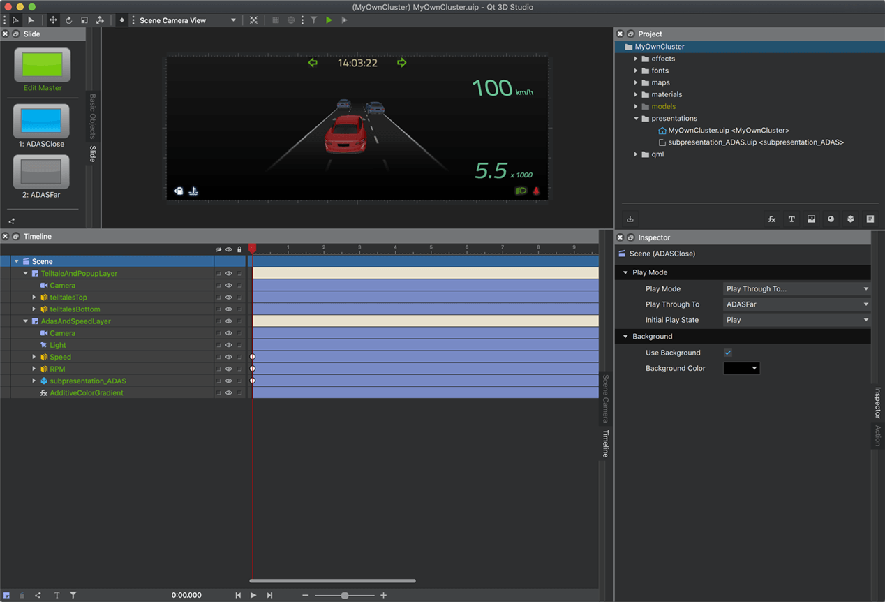 My Own Cluster project in Qt 3D Studio