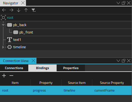 Connections View Bindings tab