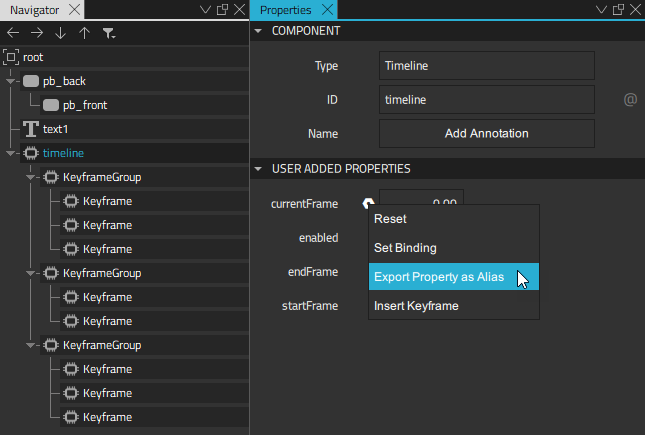 Export keyframe group as a property