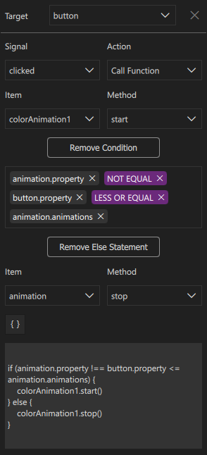 The Add Connection dialog with a JavaScript expression.