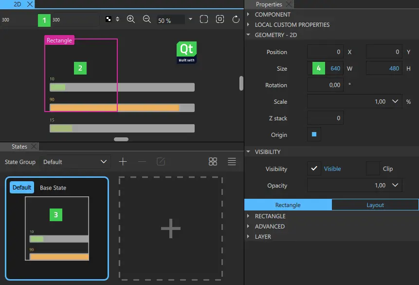 Component width and height