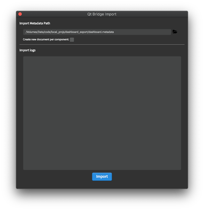 The Qt Bridge import dialog.