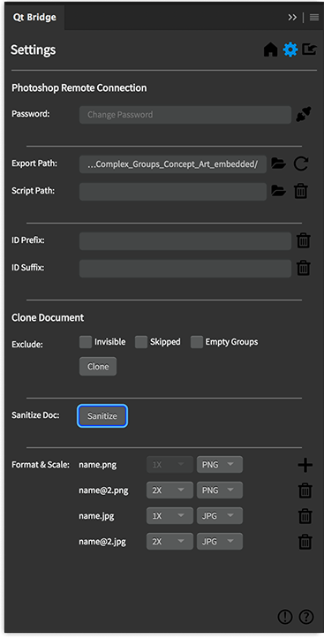 The Sanitize button highlighted in the settings.