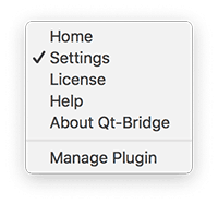 Settings selected in the file menu.