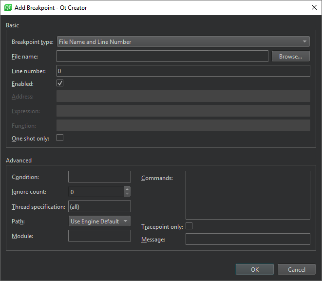 Add Breakpoints dialog