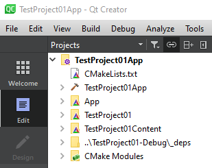 Qt Design Studio projects in Qt Creator after successful import.