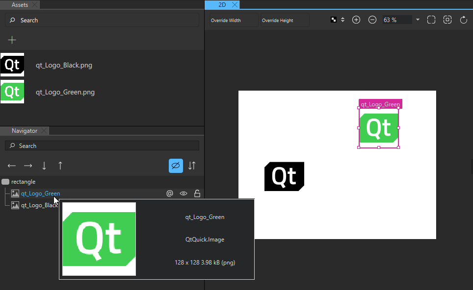 Image component in different views