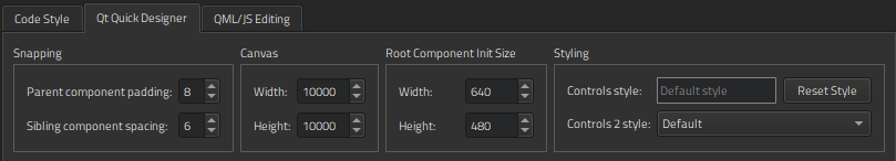 Qt Quick Designer preferences