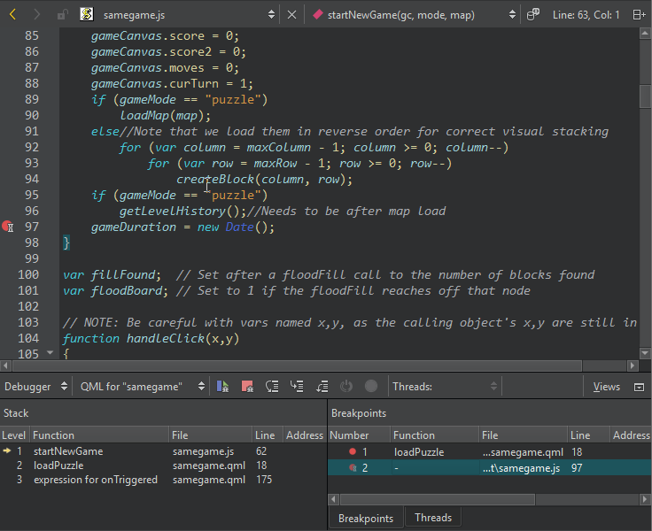 Second breakpoint in the Breakpoints view