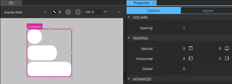 Column properties