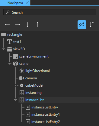 Instance List and Instance Entries in Navigator