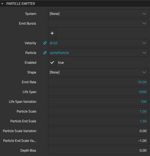 Particle Emitter properties
