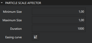The Particle Scale Affector properties in the Properties view.