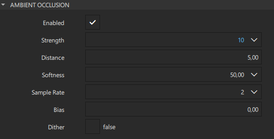 The ambient occlusion properties