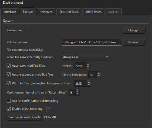 Checkbox for enabling crash reporting