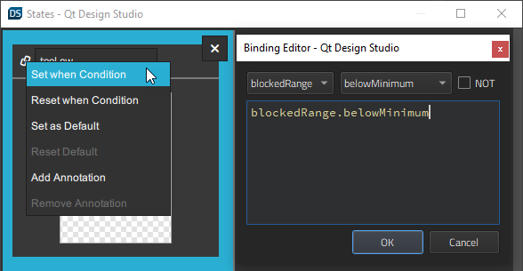 Setting when condition of tooLow state
