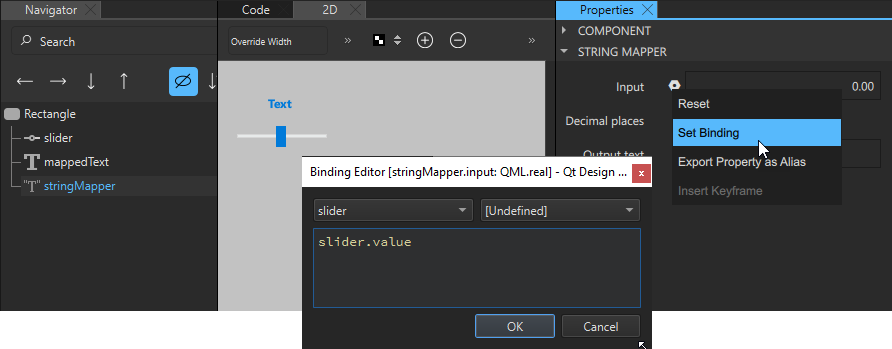 Binding string mapper input to min max mapper