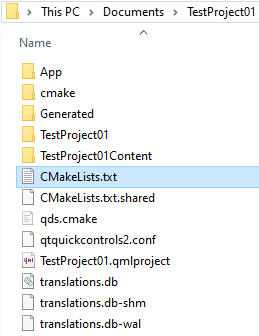 Project folder after CMake generation.