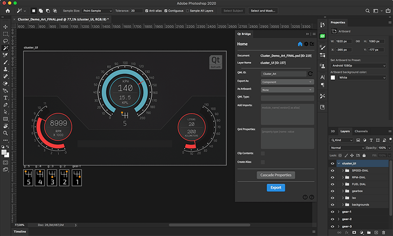Qt Bridge for Photoshop open in Adobe Photoshop.