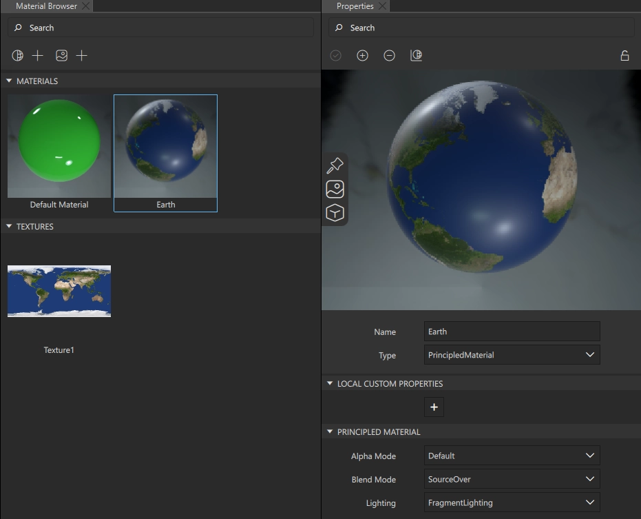 DefaultMaterial properties