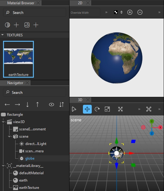 Texture attached to a material in Design mode