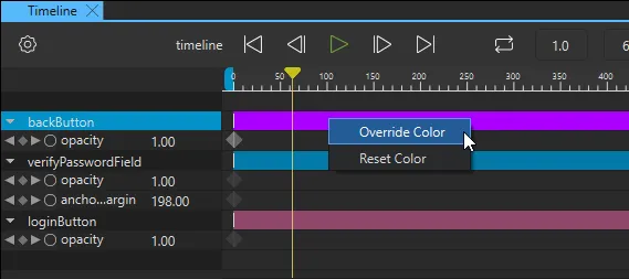 Keyframe track colors in Timeline