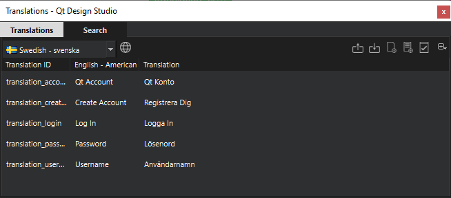 Translations view