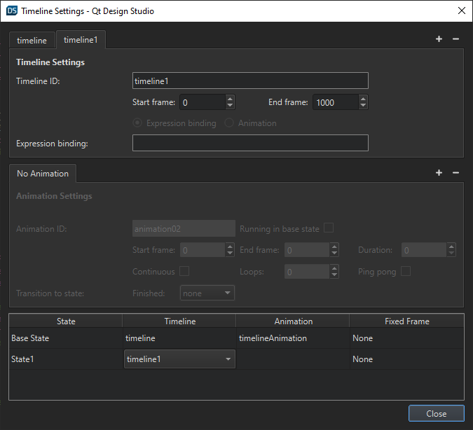 Two timelines in the Timeline Settings dialog.