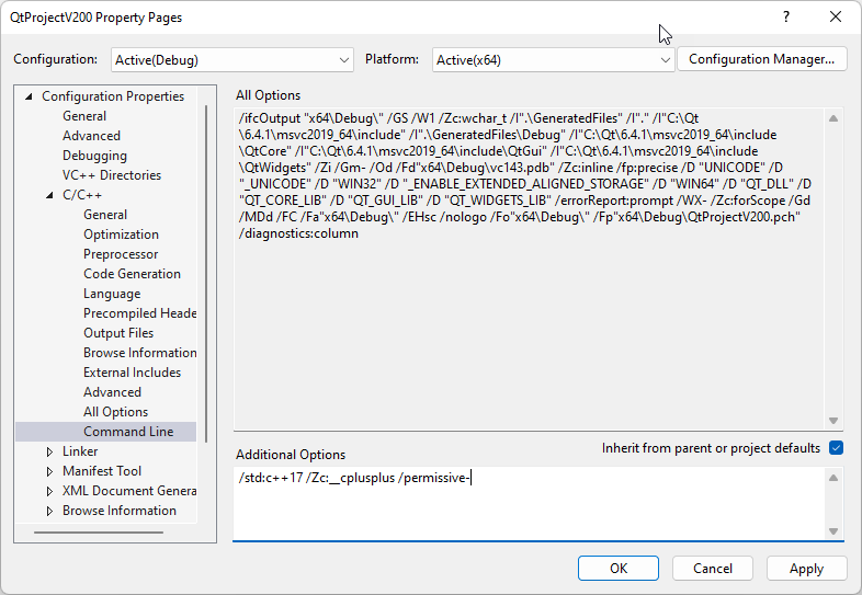 Additional command line options