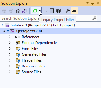 Legacy Project Filter button