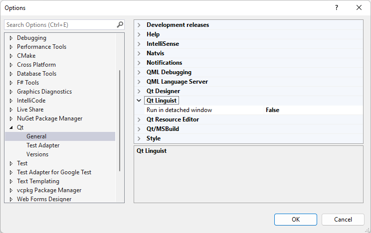 Qt Linguist in Qt General Options