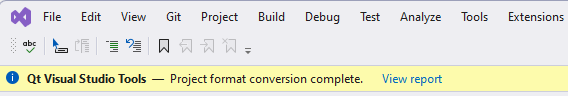 Project format conversion complete message