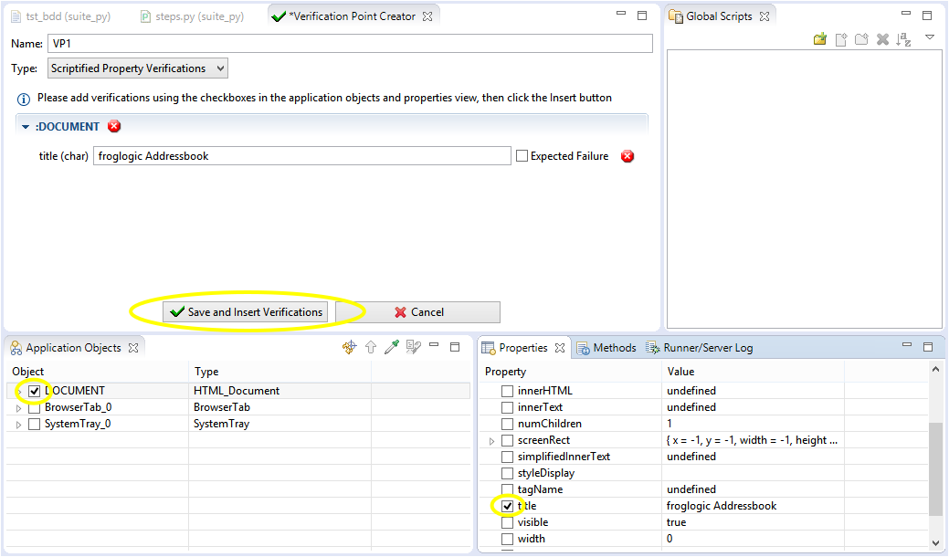Inserting Verification Point