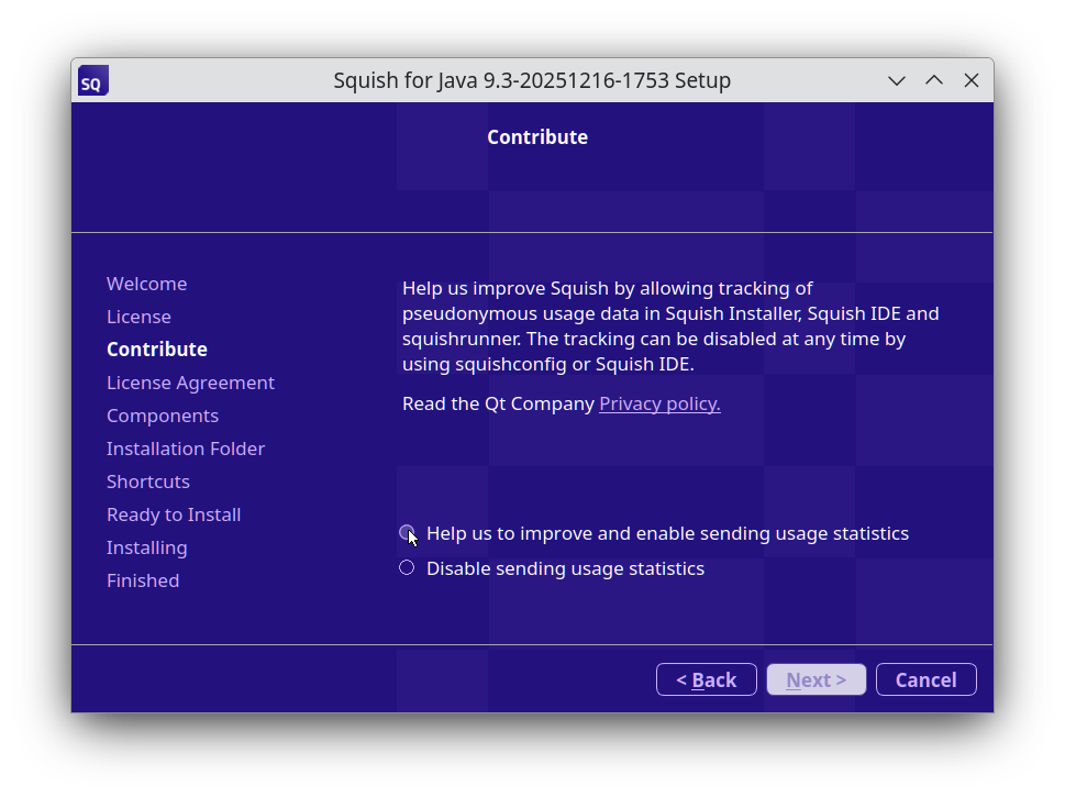 "Consenting to send QLS Usage Statistics."