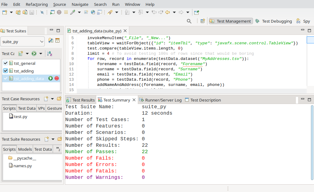 Squish after a successful data-driven test run