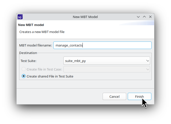 {New MBT Model Dialog}
