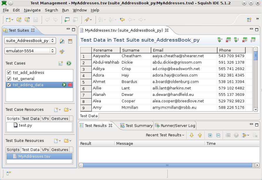 The Test Data Editor