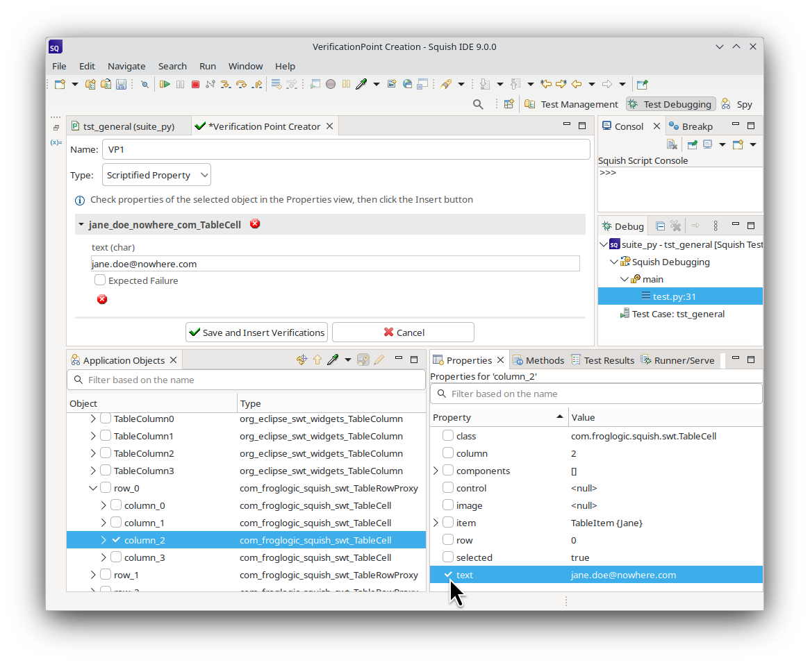 Choosing a property value to verify
