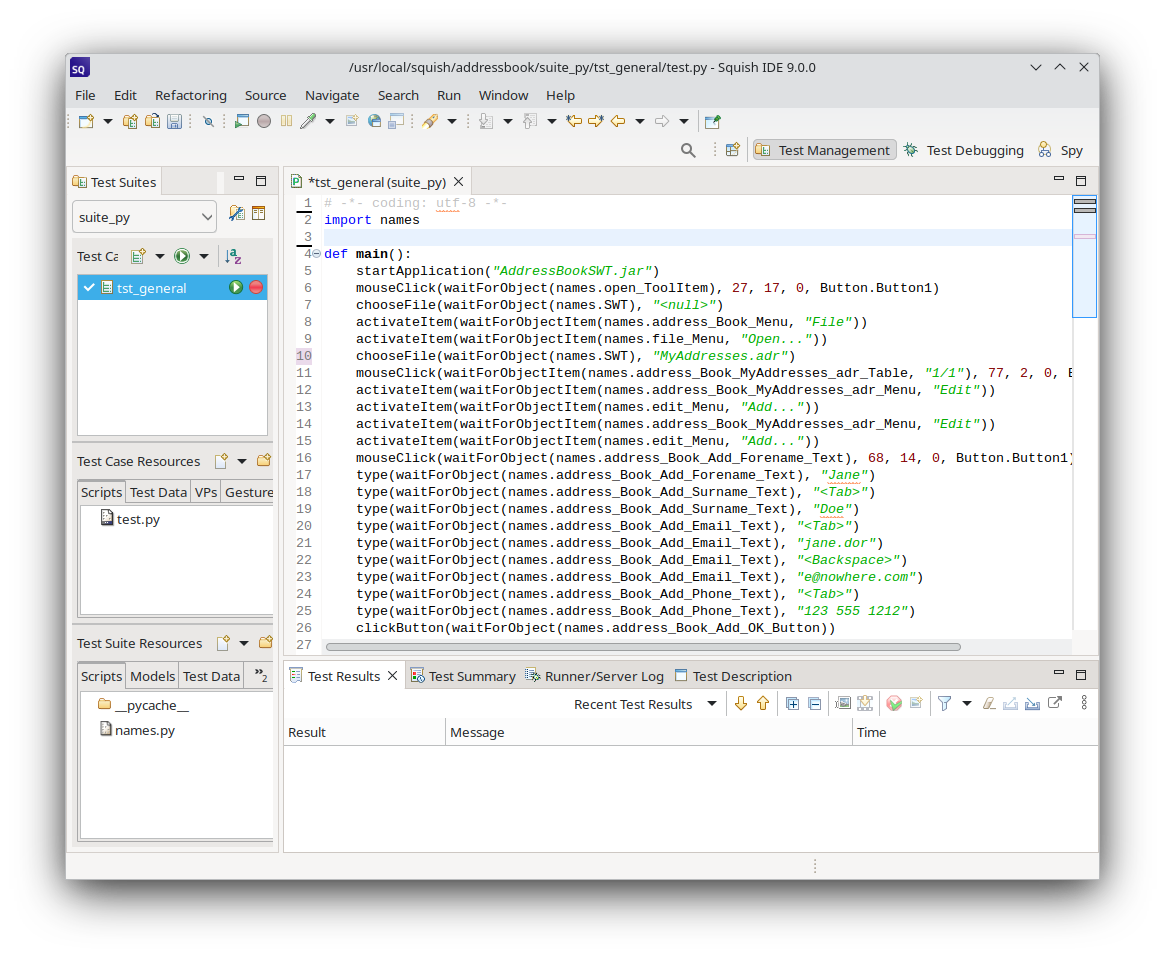 The recorded tst_general test