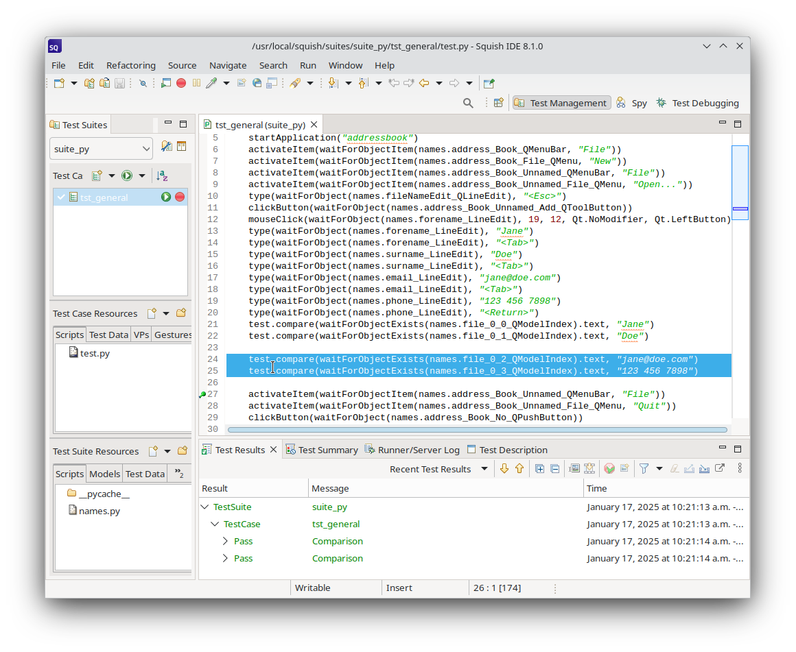 "The newly inserted verification points"